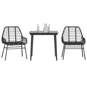 3-teiliges Garten Esszimmerset aus Polyrattan