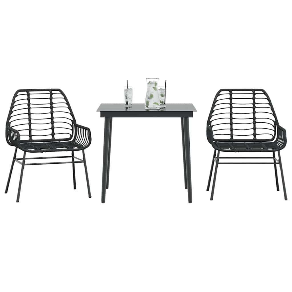 3-teiliges Garten Esszimmerset aus Polyrattan