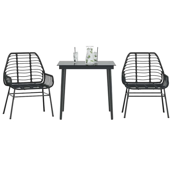 3-teiliges Garten Esszimmerset aus Polyrattan