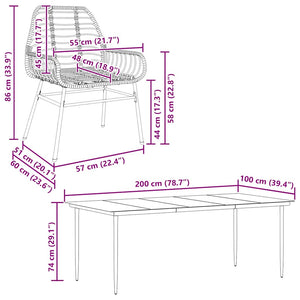 9-teiliges Garten Esszimmerset aus Polyrattan