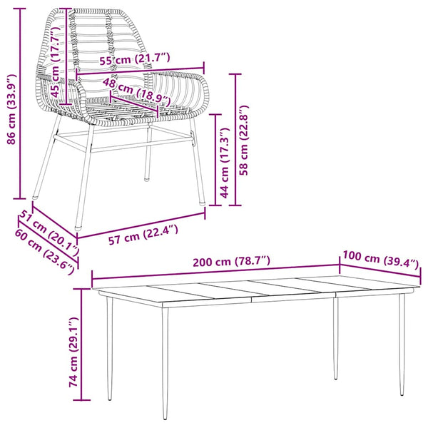 9-teiliges Garten Esszimmerset aus Polyrattan