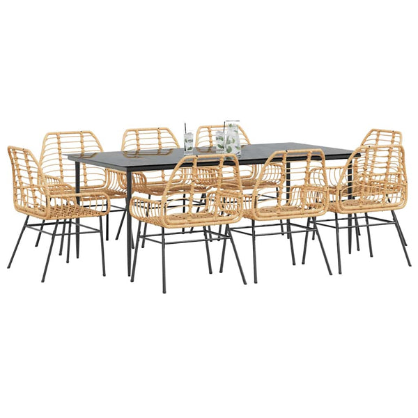 9-teiliges Garten Esszimmerset Braun Rattan