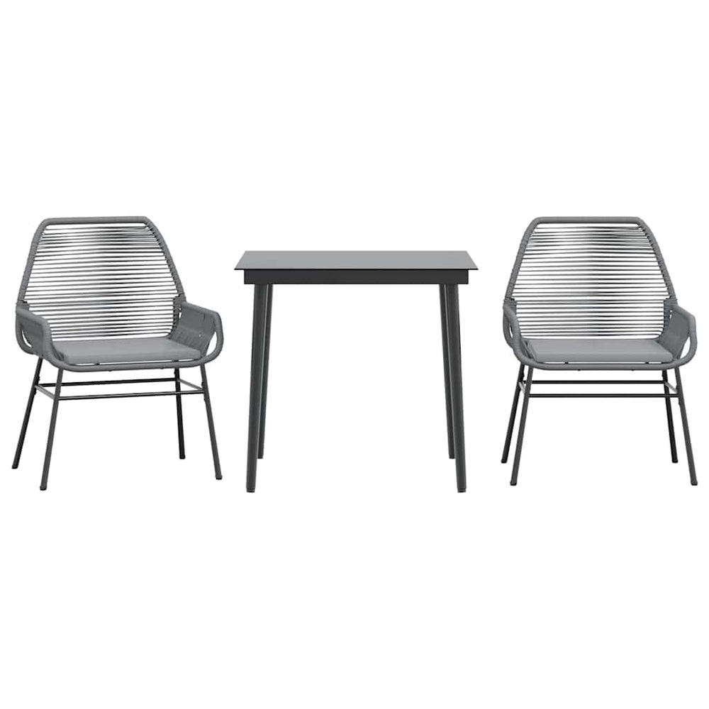 vidaXL Salon de jardin 3 pcs avec coussins Résine tressée Gris Verre