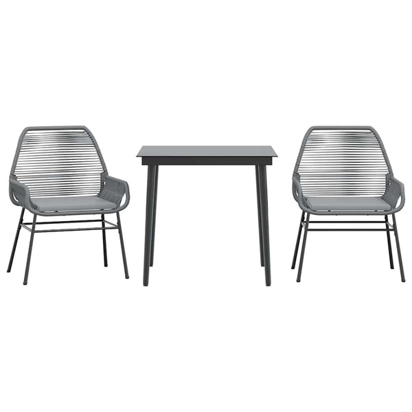 3-tlg. Garten Essgruppe Grau Poly Rattan