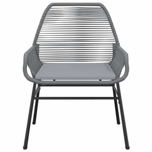3-tlg. Garten Essgruppe Grau Poly Rattan
