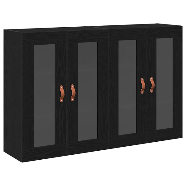 Wandschränke 2er Set Schwarz Eichenoptik