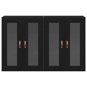 Wandschränke 2er Set Schwarz Eichenoptik