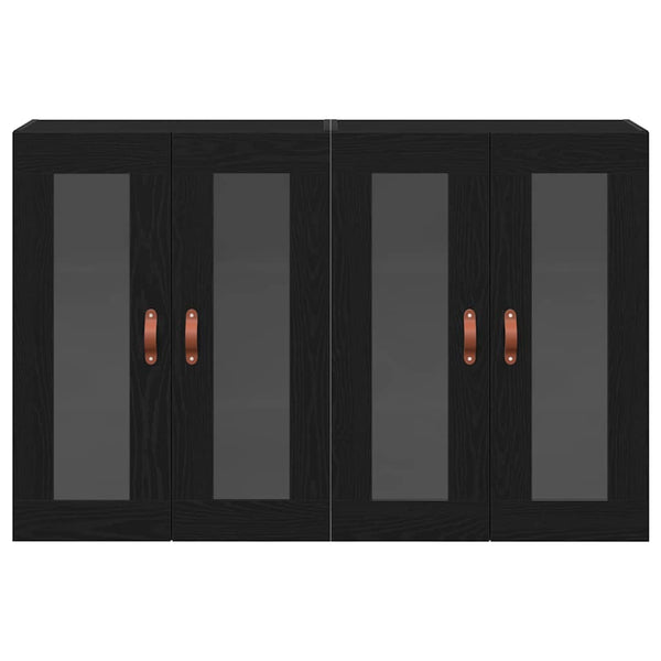 Wandschränke 2er Set Schwarz Eichenoptik