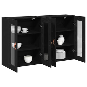 Wandschränke 2er Set Schwarz Eichenoptik