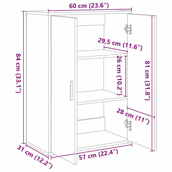 Sideboard 2er Set Altholz 60x31x84cm