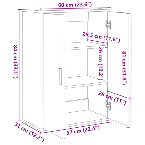 Sideboard 2er Set Altholz 60x31x84cm