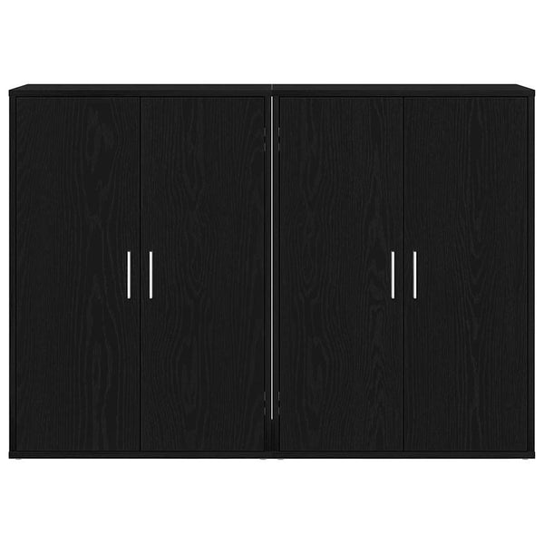 Schwarzes Sideboard Eichen-Optik, 2er-Set