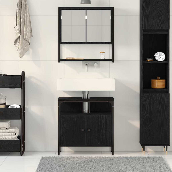 Badezimmermöbel Set mit Regal Schwarz