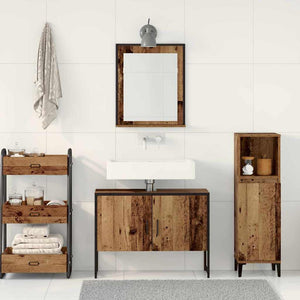Badezimmermöbel Set Wandmontage Braun