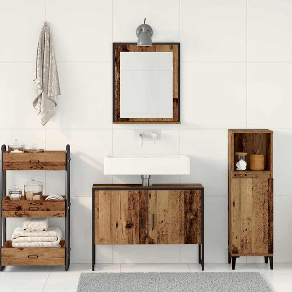 Badezimmermöbel Set Wandmontage Braun