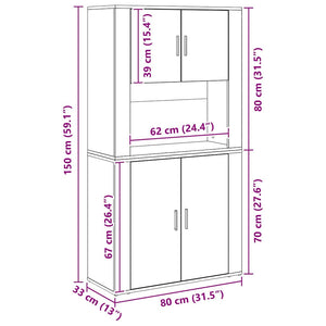 Highboard Altholz 80x33x150cm