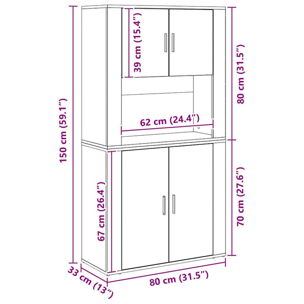 Highboard Artisan Eiche 80x33x150cm