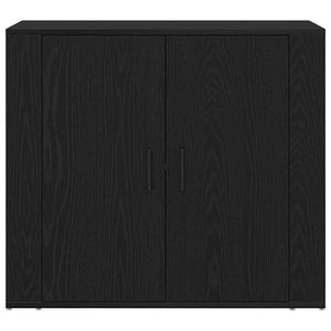 Highboard Schwarz Eichenoptik 80x33x150cm