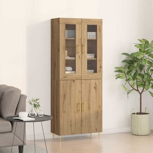vidaXL Highboard 2 pcs en bois d'ingénierie chêne artisan