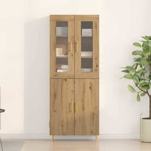 vidaXL Highboard 2 pcs en bois d'ingénierie chêne artisan