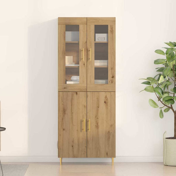 vidaXL Highboard 2 pcs en bois d'ingénierie chêne artisan