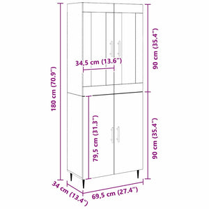 vidaXL Highboard 2 pcs en bois d'ingénierie chêne artisan