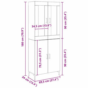 Highboard 2er Set Altholz 180 cm