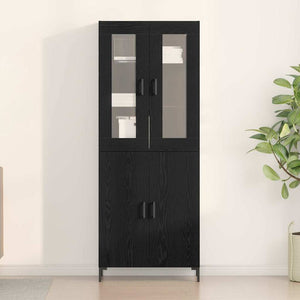 Highboard 2er Set Schwarz Eichenoptik