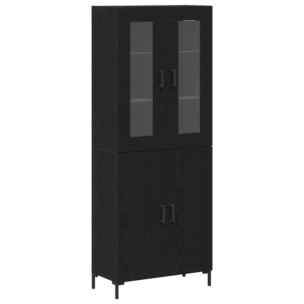 Highboard 2er Set Schwarz Eichenoptik
