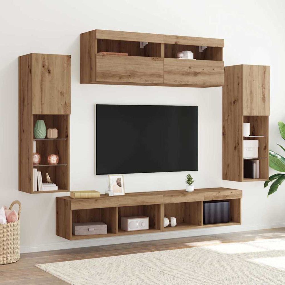 vidaXL Ensemble de meubles TV mural 6 pcs Chêne artisanal Bois d'ingénierie