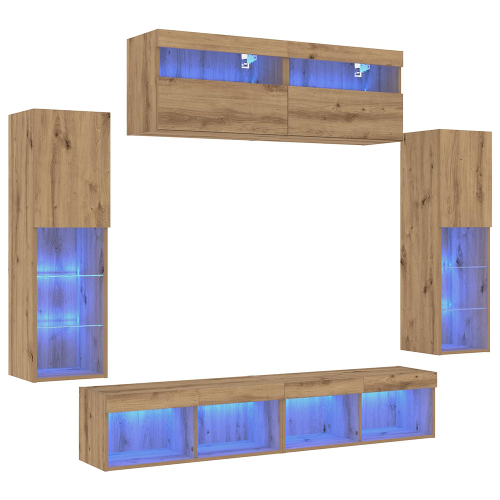 vidaXL Ensemble de meubles TV mural 6 pcs Chêne artisanal Bois d'ingénierie