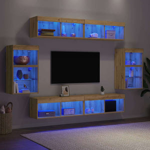 TV-Schrank-Set Wandmontiert Artisan-Eiche 8-teilig