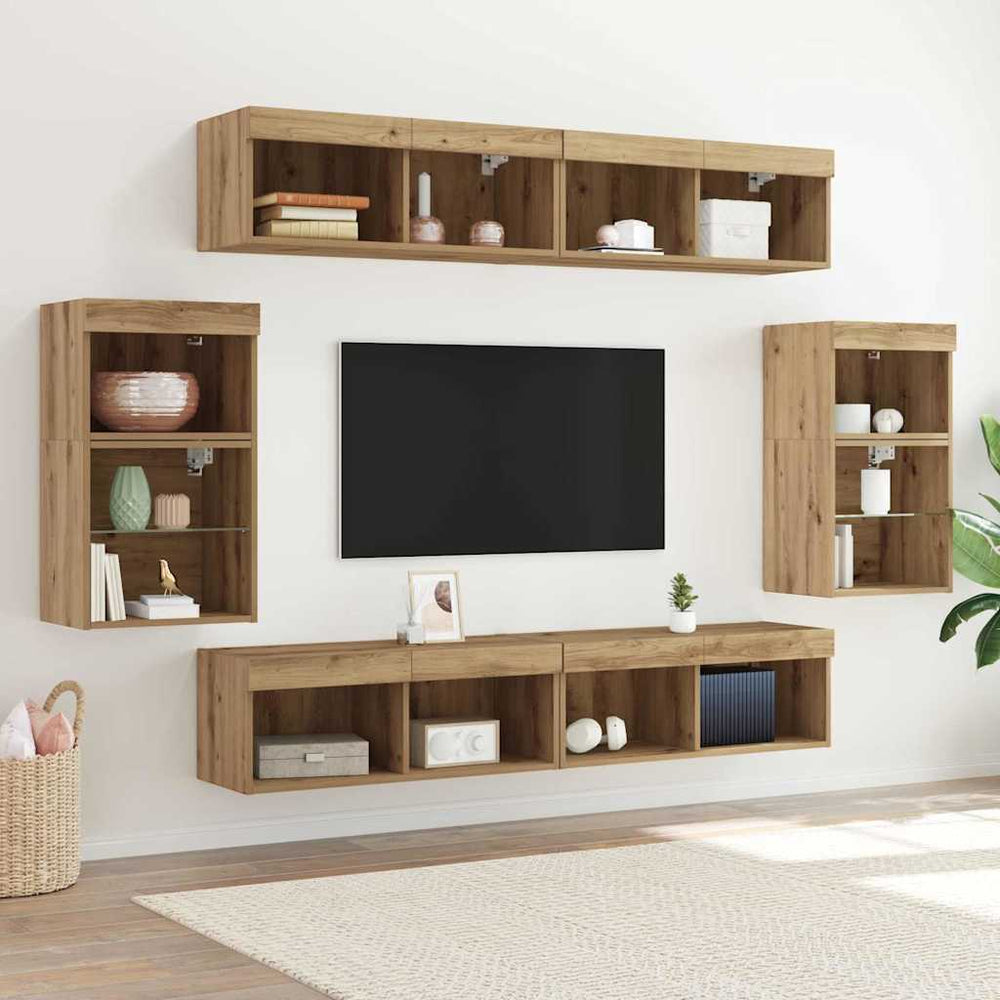 vidaXL Meuble TV mural 8 pcs Chêne Artisan Bois d'ingénierie
