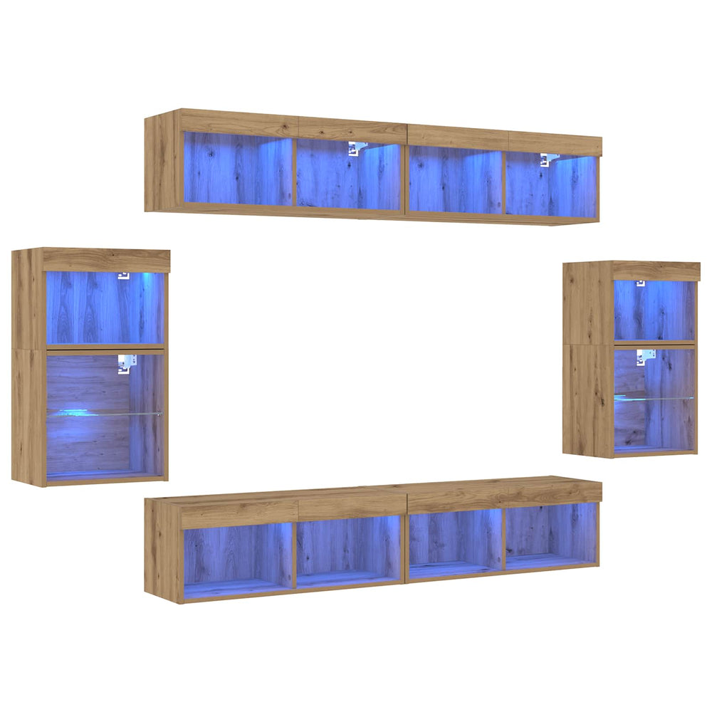 vidaXL Meuble TV mural 8 pcs Chêne Artisan Bois d'ingénierie