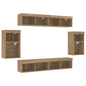 TV-Schrank-Set Wandmontiert Artisan-Eiche 8-teilig