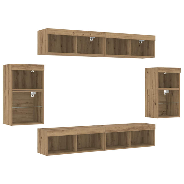 TV-Schrank-Set Wandmontiert Artisan-Eiche 8-teilig