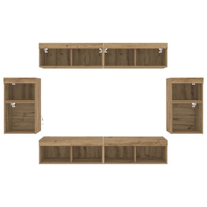 TV-Schrank-Set Wandmontiert Artisan-Eiche 8-teilig