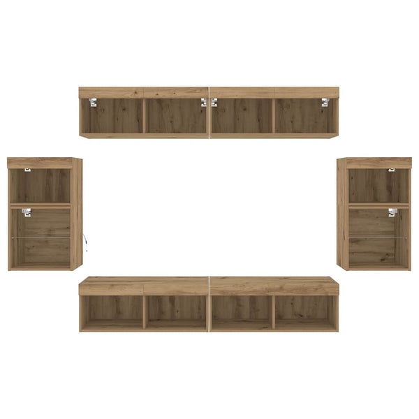 TV-Schrank-Set Wandmontiert Artisan-Eiche 8-teilig