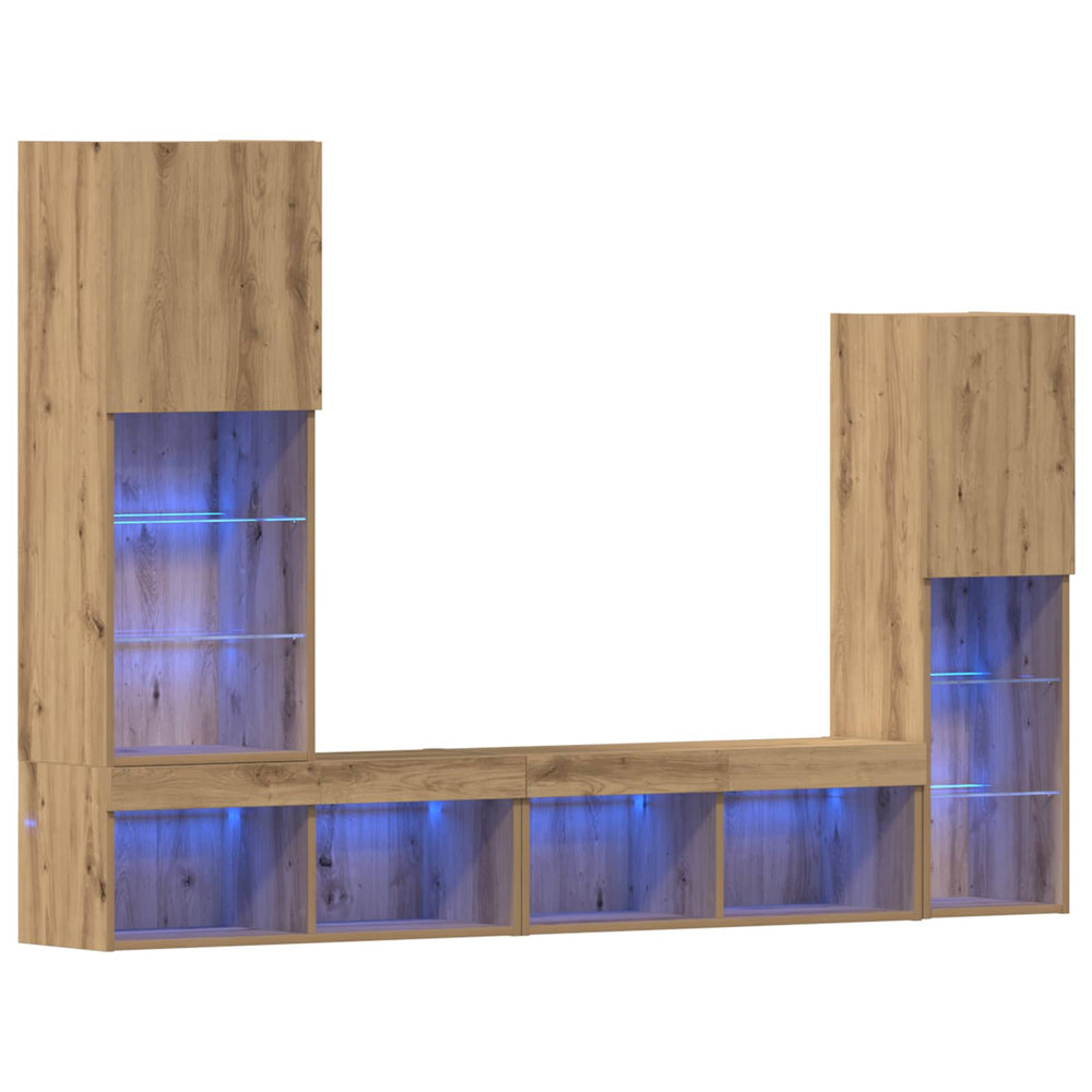vidaXL Meuble TV 4 pcs Chêne artisanal Bois d'ingénierie