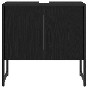 Schwarzes Badezimmermöbel-Set mit Regal, 4-teilig