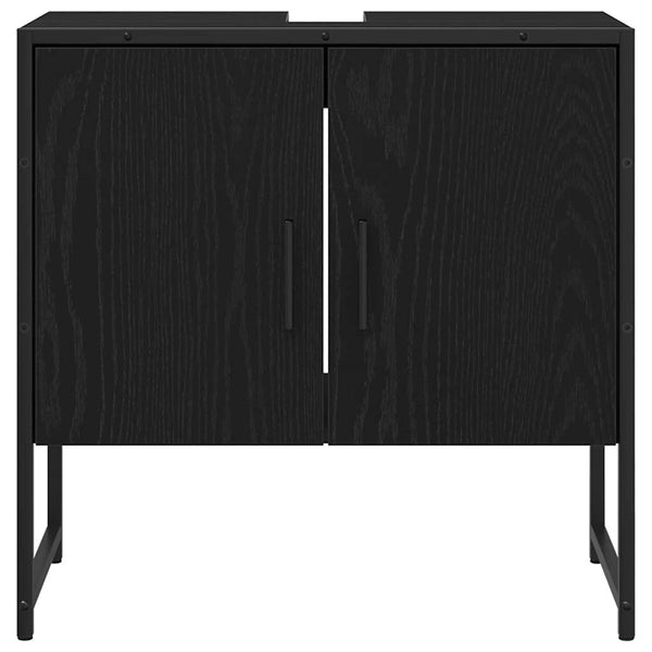 Schwarzes Badezimmermöbel-Set mit Regal, 4-teilig
