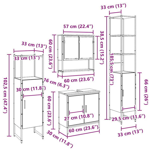 Badezimmermöbel Set Braun 4-teilig
