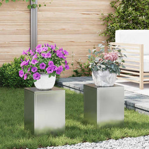 vidaXL Supports de plantes 2 pcs argent 24 x 24 x 35 cm acier galvanisé