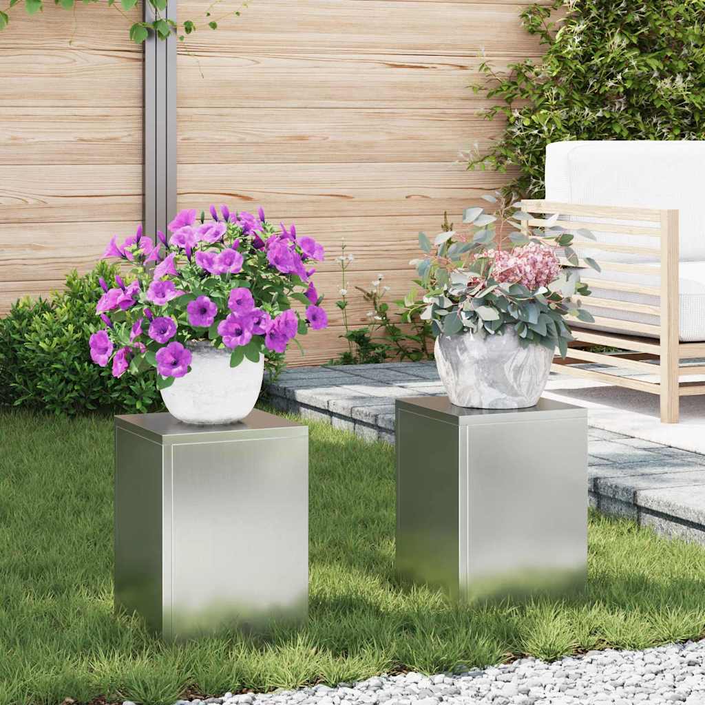 vidaXL Supports de plantes 2 pcs argent 24 x 24 x 35 cm acier galvanisé