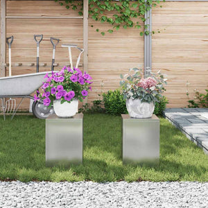vidaXL Supports de plantes 2 pcs argent 24 x 24 x 35 cm acier galvanisé