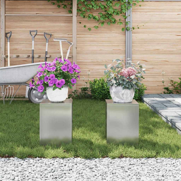 vidaXL Supports de plantes 2 pcs argent 24 x 24 x 35 cm acier galvanisé