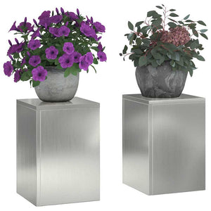vidaXL Supports de plantes 2 pcs argent 24 x 24 x 35 cm acier galvanisé