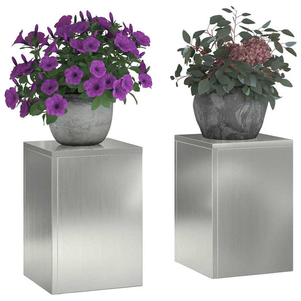 vidaXL Supports de plantes 2 pcs argent 24 x 24 x 35 cm acier galvanisé