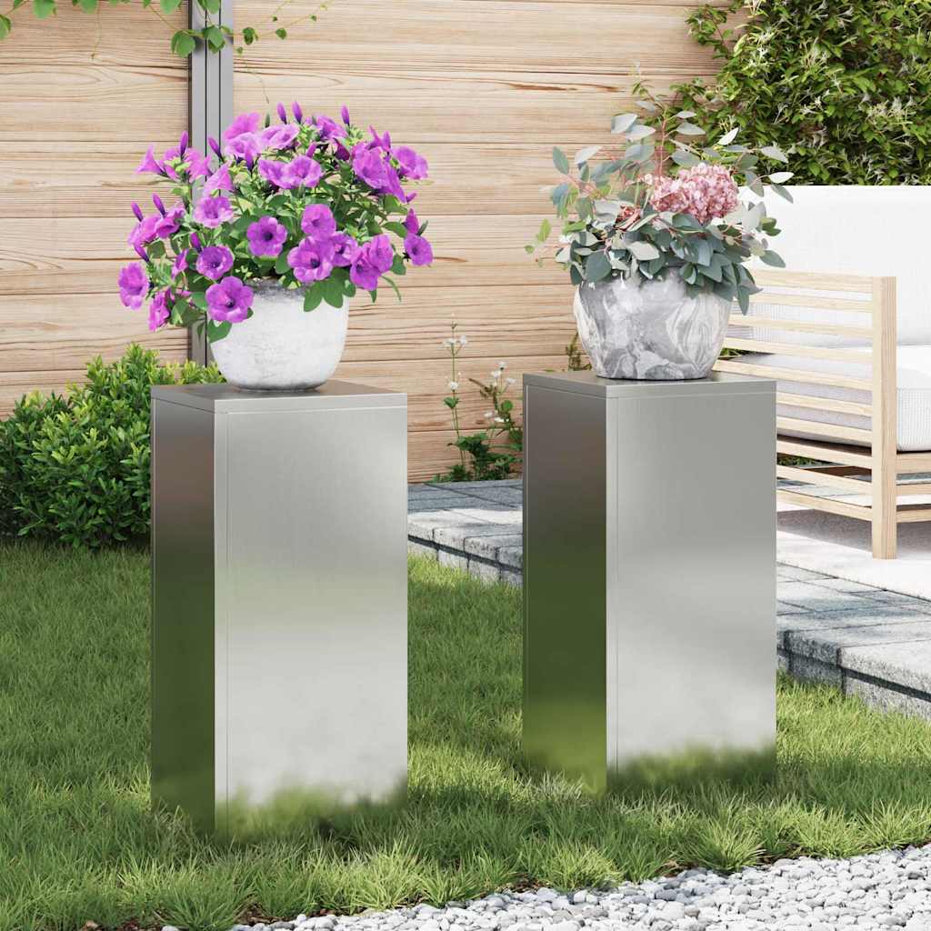 Pflanzenständer Set, 2er, Stahl, Silber, 55cm