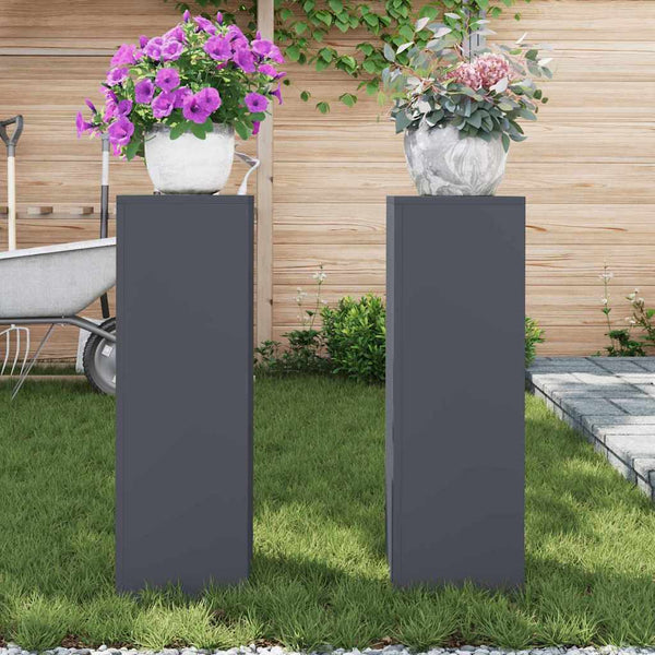 vidaXL Supports de plantes 2 pcs Anthracite 24 x 24 x 75 cm Acier